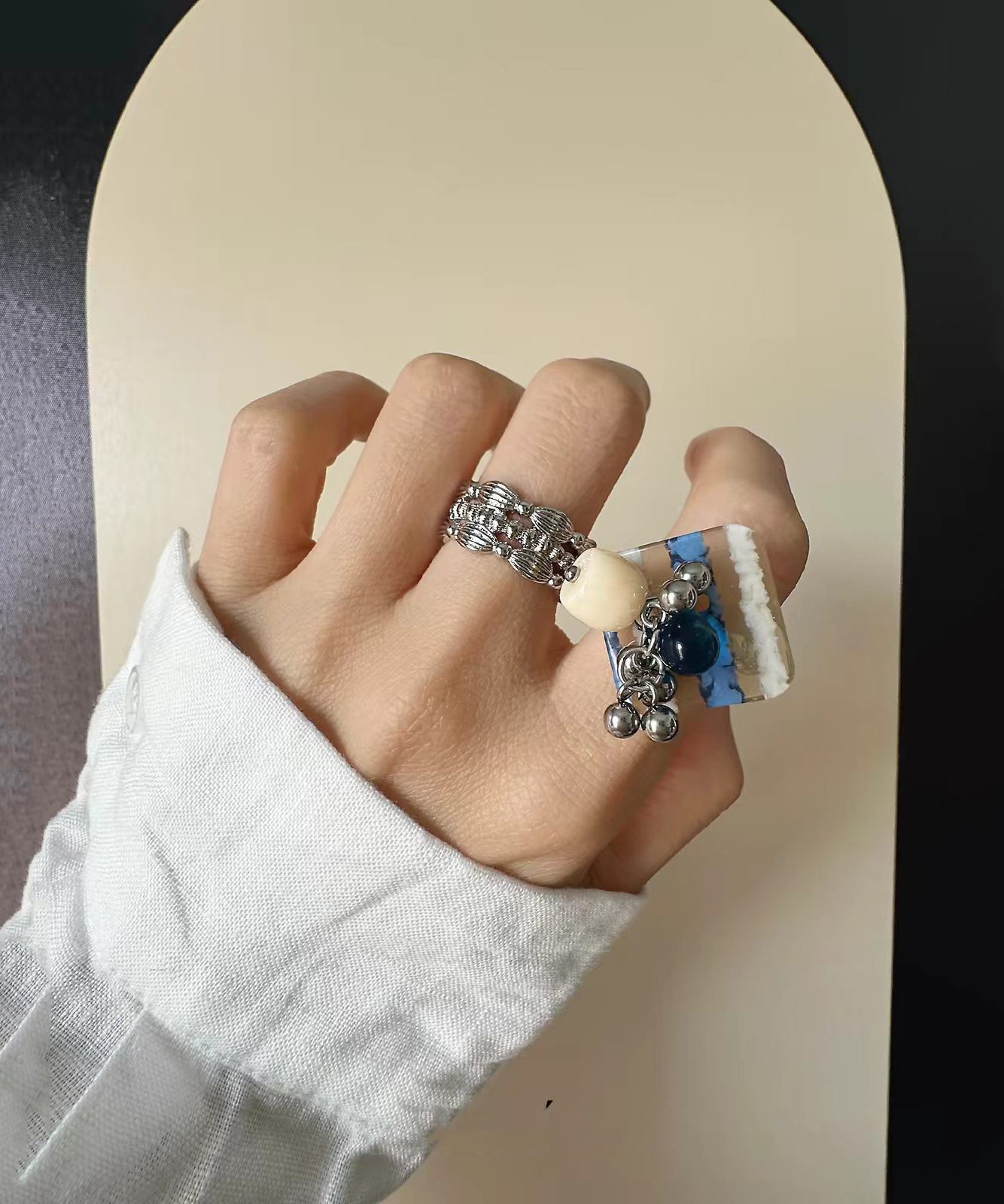 Bague Femme Moderne avec Pampilles Ajustables 3