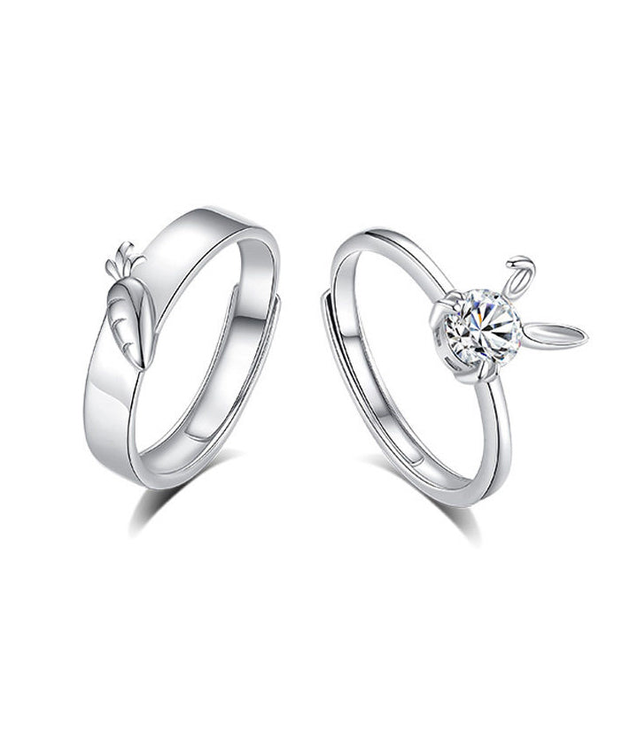 Bagues de couple design carotte et lapin pour femme et homme 4