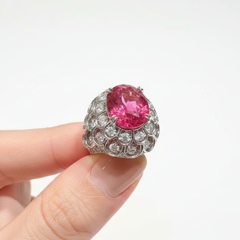 Bagues pour femmes style alliage avec zircon rose 0