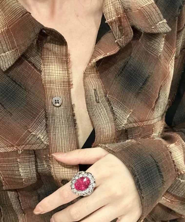 Bagues pour femmes style alliage avec zircon rose 1