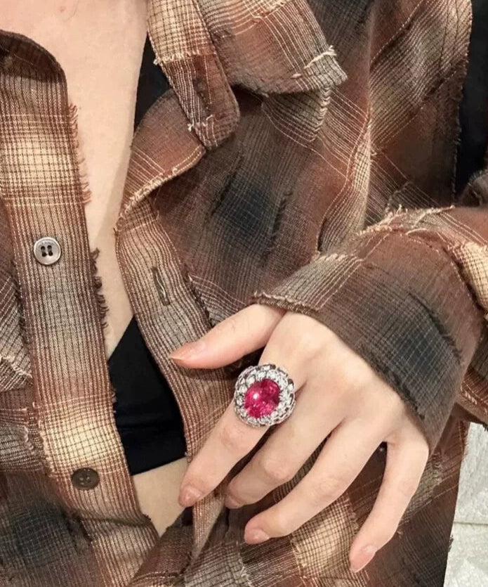 Bagues pour femmes style alliage avec zircon rose 3