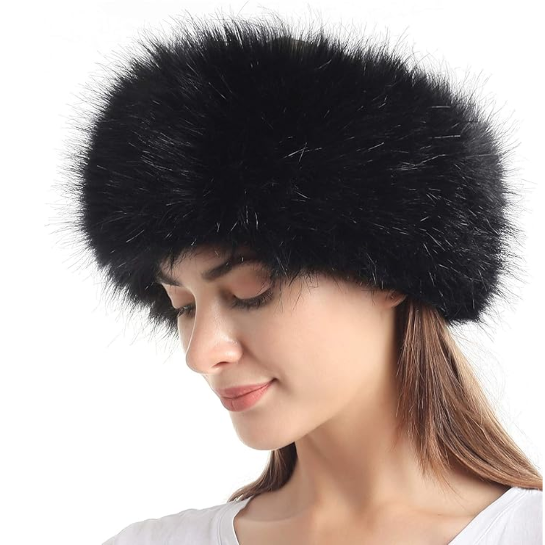Bandeau Hiver Femme Élastique en Fausse Fourrure Chic pour Cheveux 9