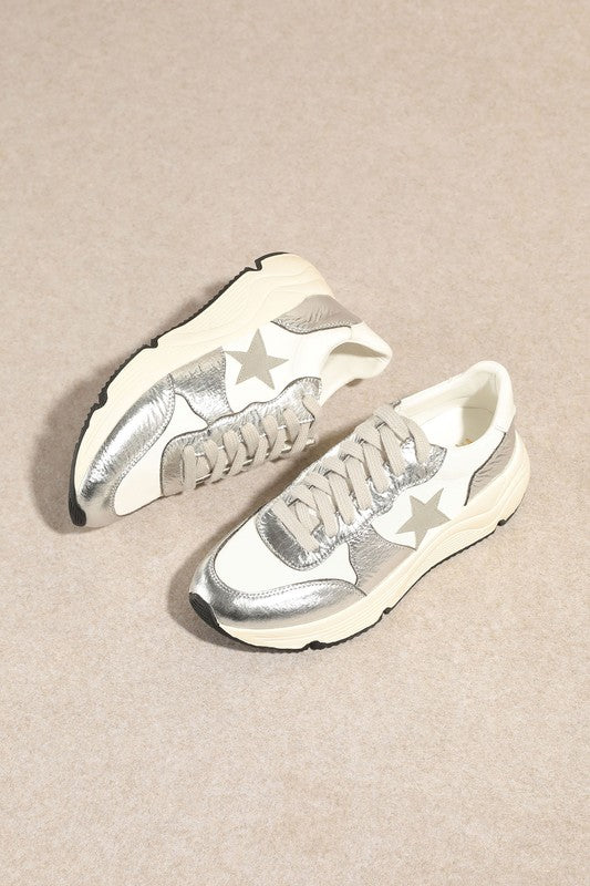 Baskets Casual pour Femme Style Athlétique Argent 1