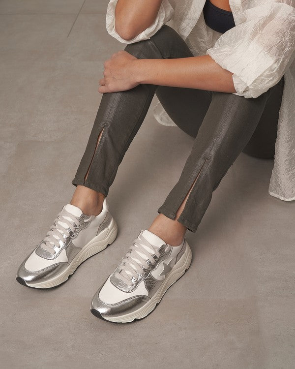 Baskets Casual pour Femme Style Athlétique Argent 2