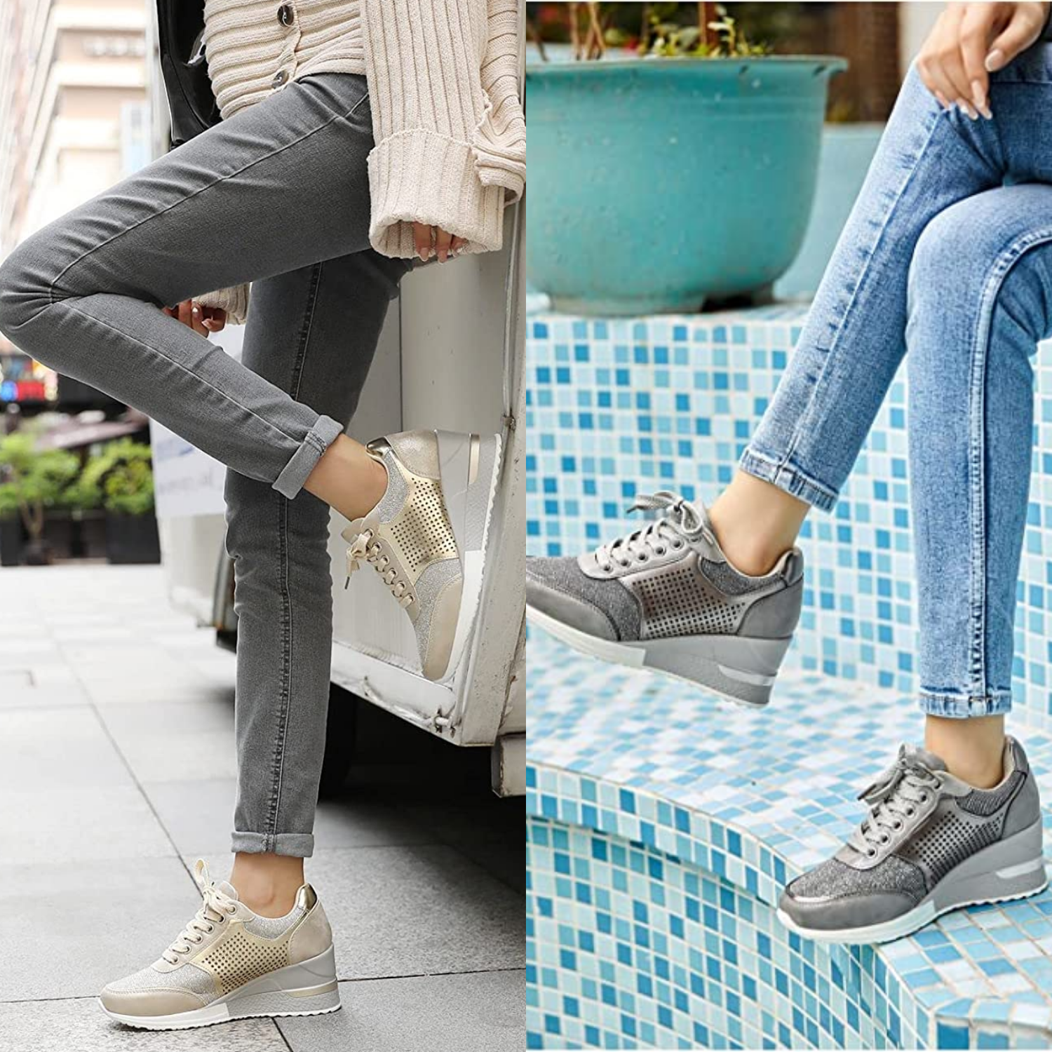 Baskets Compensées Fantaisie pour Femmes 5