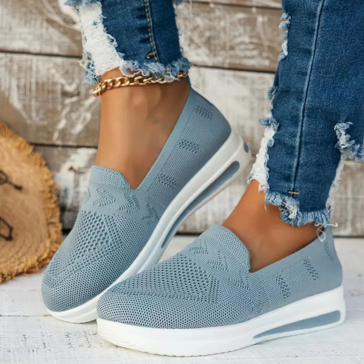 Baskets Femme Décontractées Maille Tricotée Souple 1