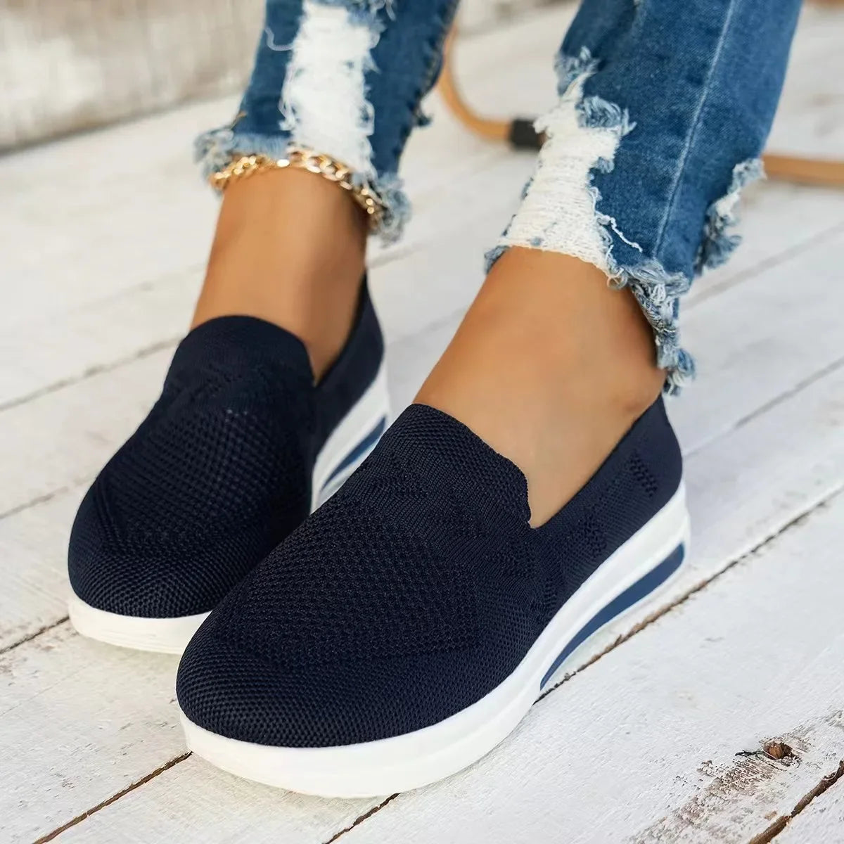 Baskets Femme Décontractées Maille Tricotée Souple 3