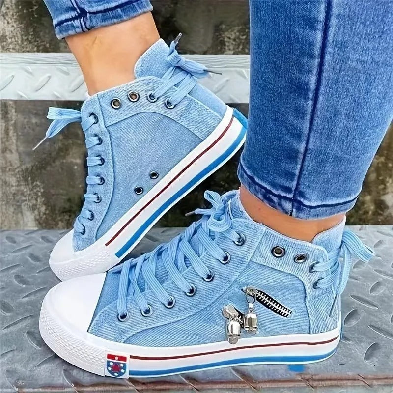 Baskets montantes style denim pour femmes 4