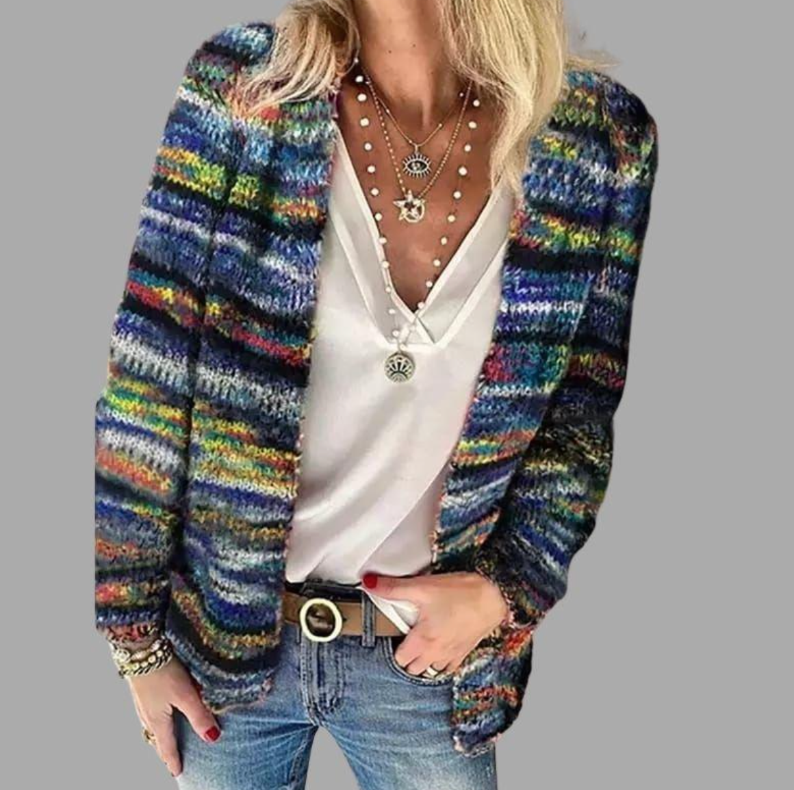 Variant image for Veste Femme Tricot Élégante Ajustée Acrylique-9