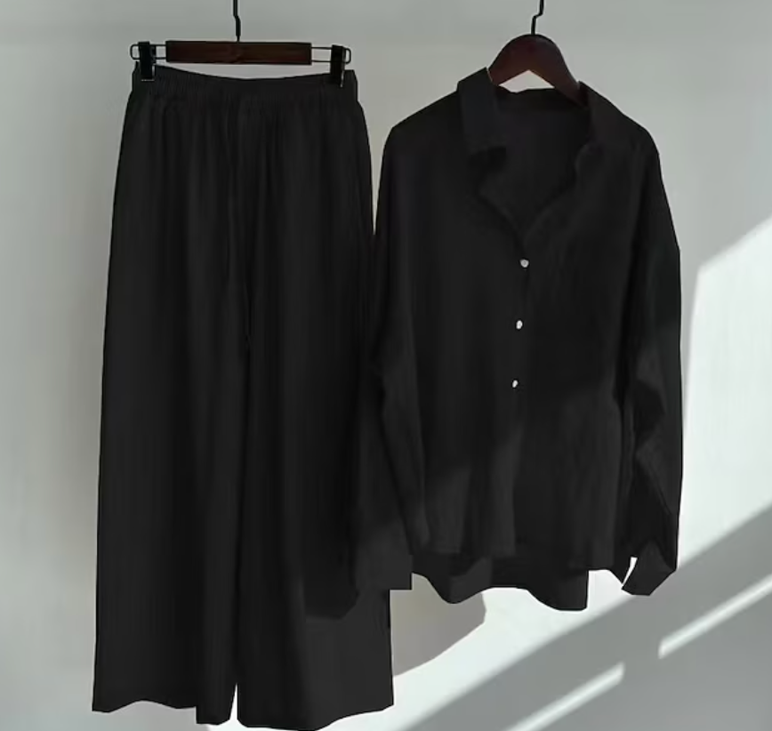 Variant image for Ensemble Femme Lin Élégant Deux Pièces Pantalon Ajusté-36