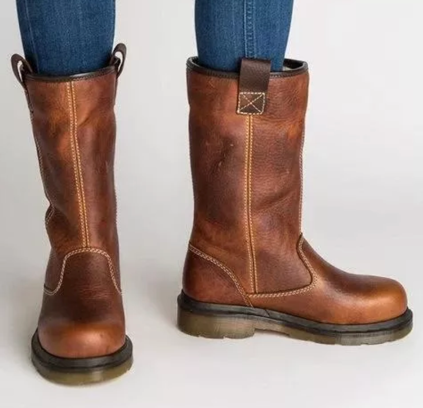Bottes Hiver Femme Élégantes en Cuir Synthétique avec Doublure en Peluche-1
