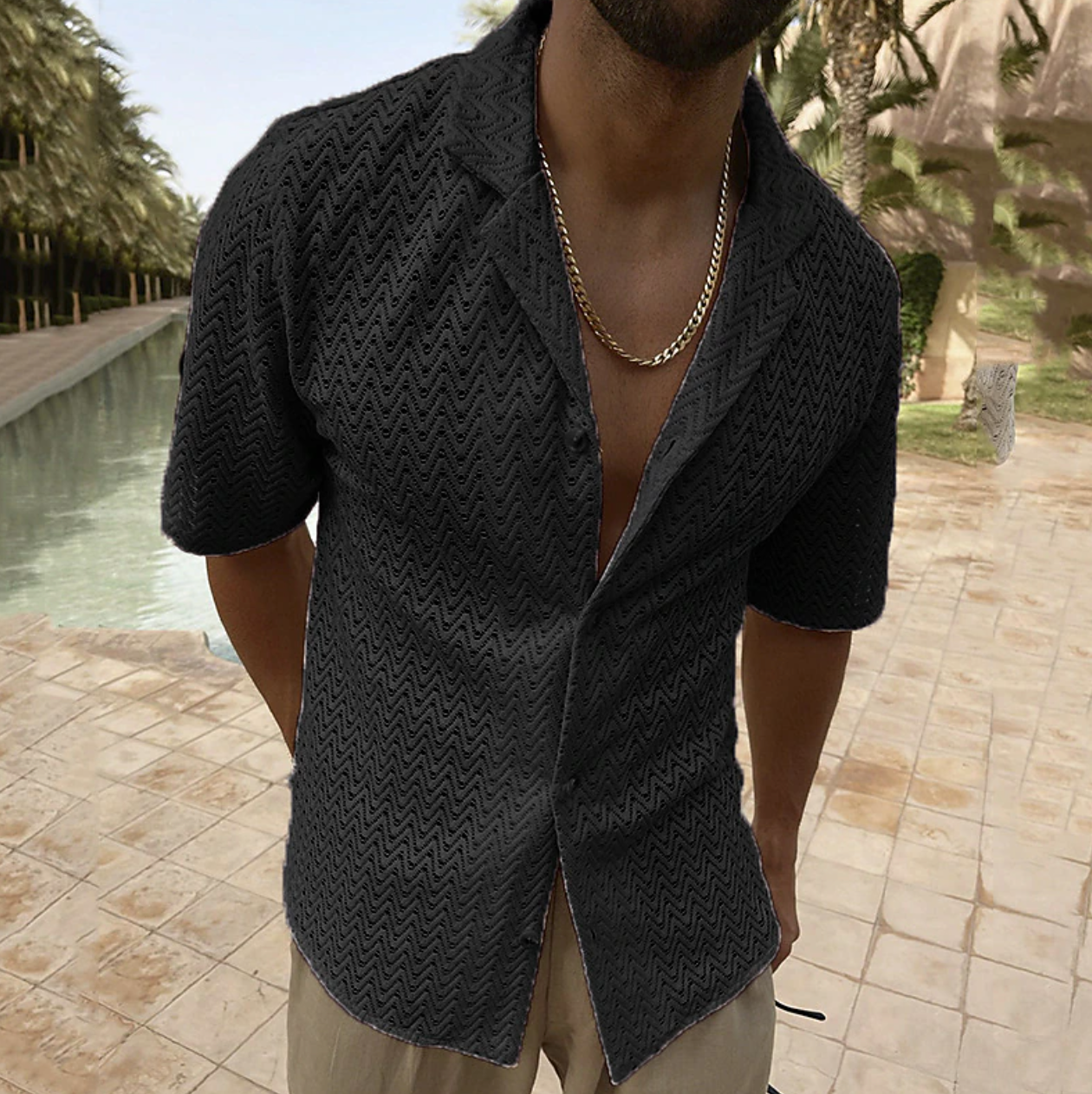 Variant image for Chemise Homme Décontractée Été Tissu Léger-13
