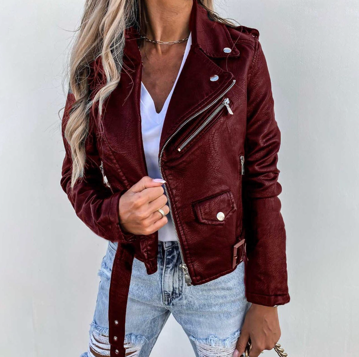 Variant image for Veste en Cuir Femme Élégante et Moderne-8