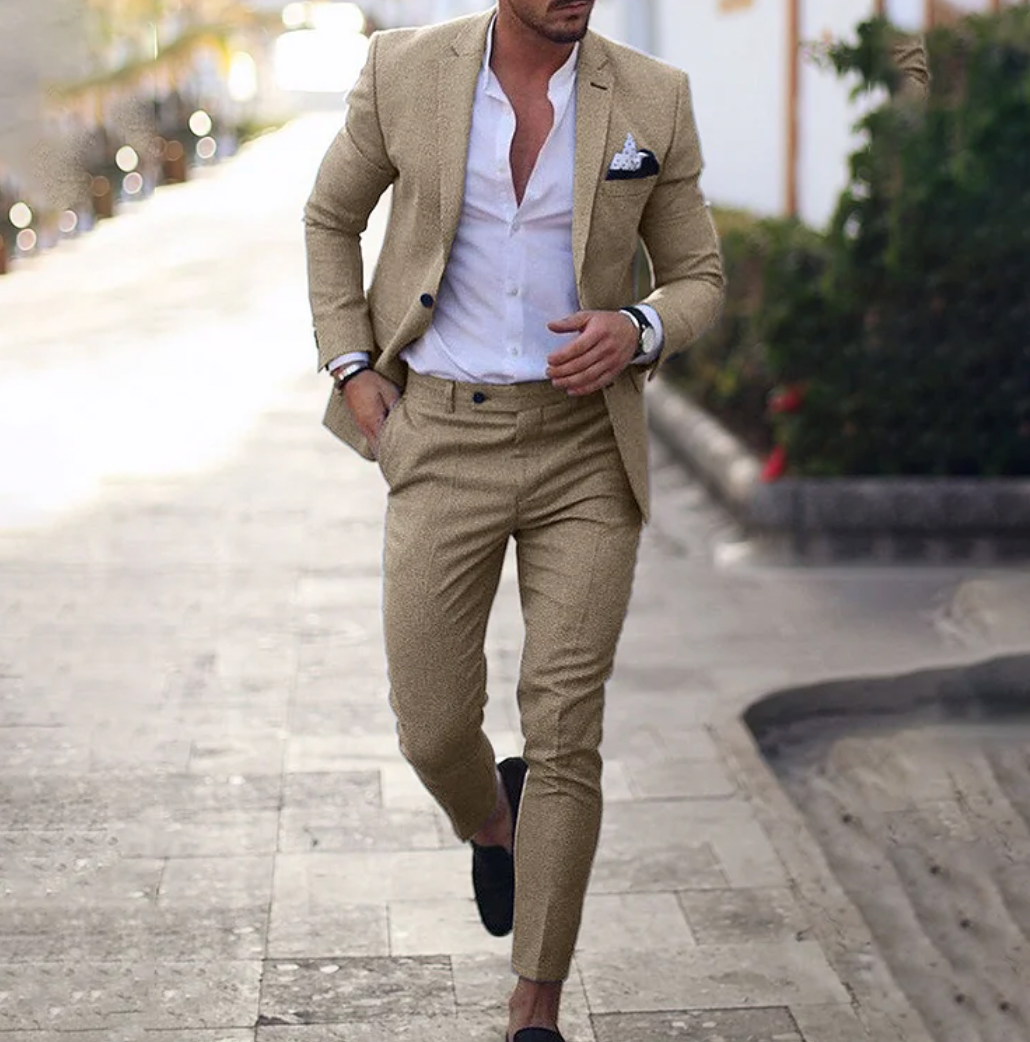 Ensemble 2 pièces pour hommes composé d'un blazer business simple et d'un pantalon
