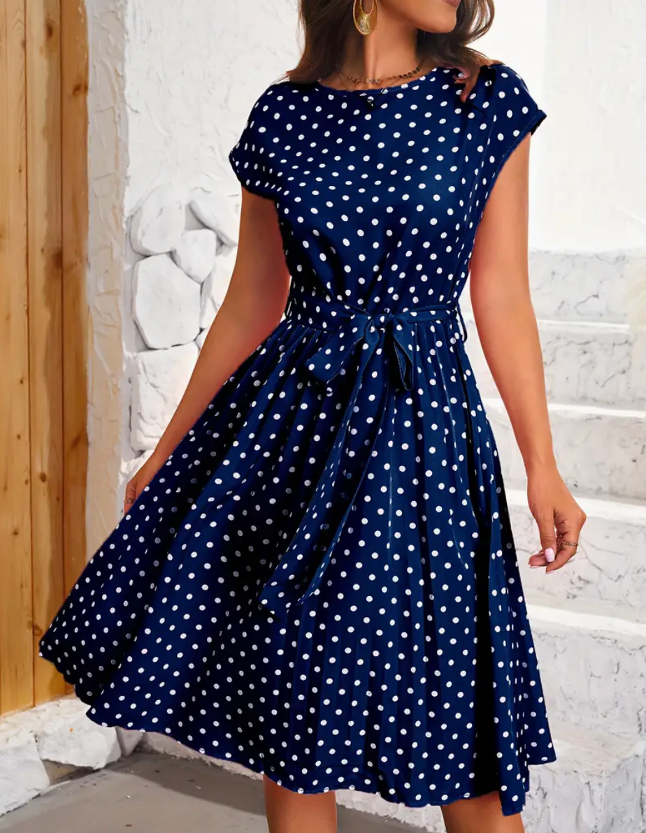 Variant image for Robe Femme Vintage Chic à Pois 100% Polyester-25