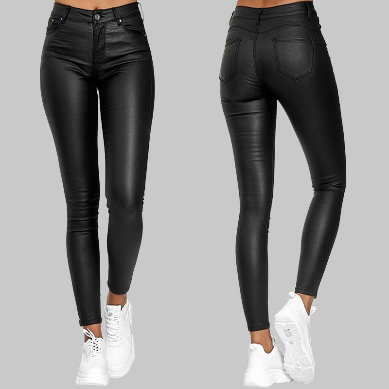 Pantalon Femme Slim Cuir PU Confortable et Élégant 1