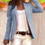 Blazer Femme Ajusté à Revers Classique Manches Longues Tissu Léger 5