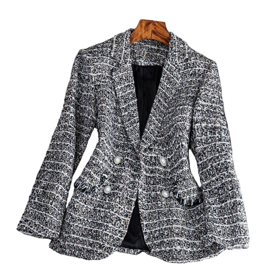 Blazer Femme Chic Ajusté avec Revers Cranté 0