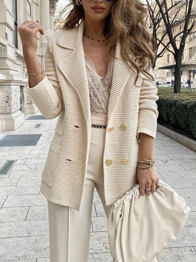 Blazer Femme Classique avec Revers et Poches pour Automne/Hiver 1