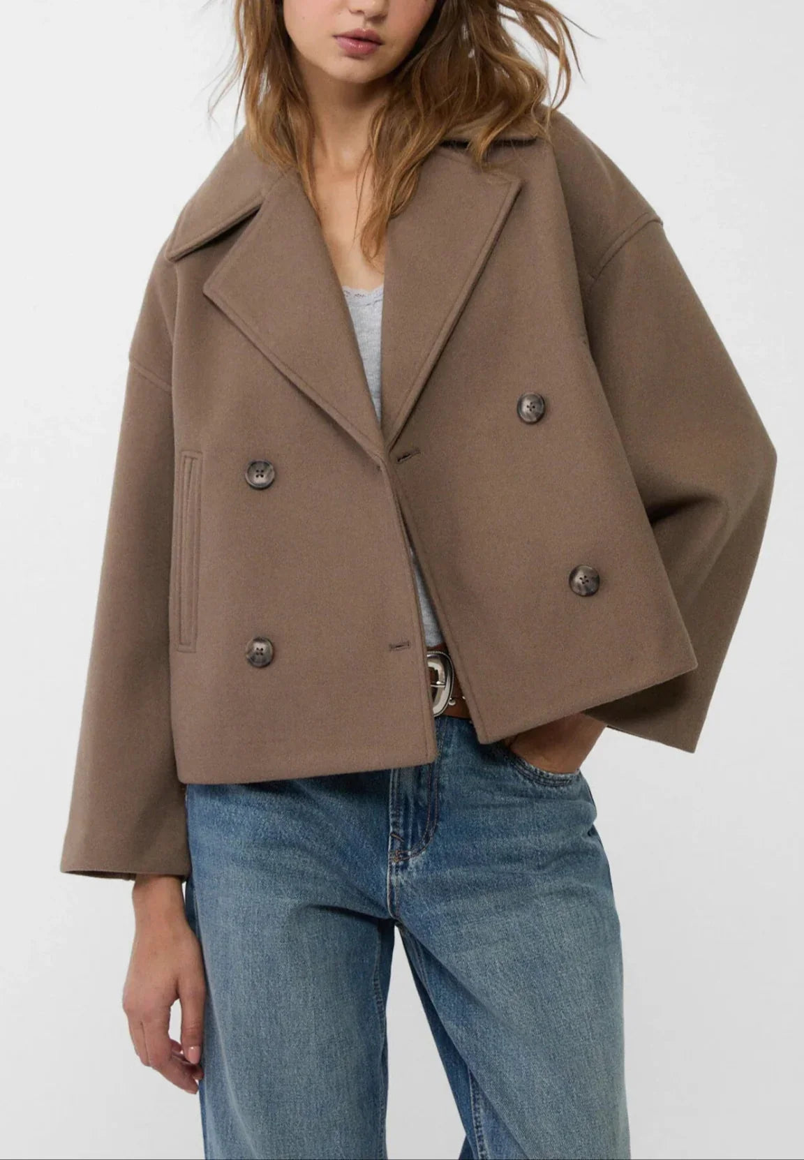 Blazer Femme Court à Double Boutonnage Chic 5