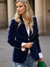 Blazer Femme Élégant Retro à Bouton Unique en Velours 2