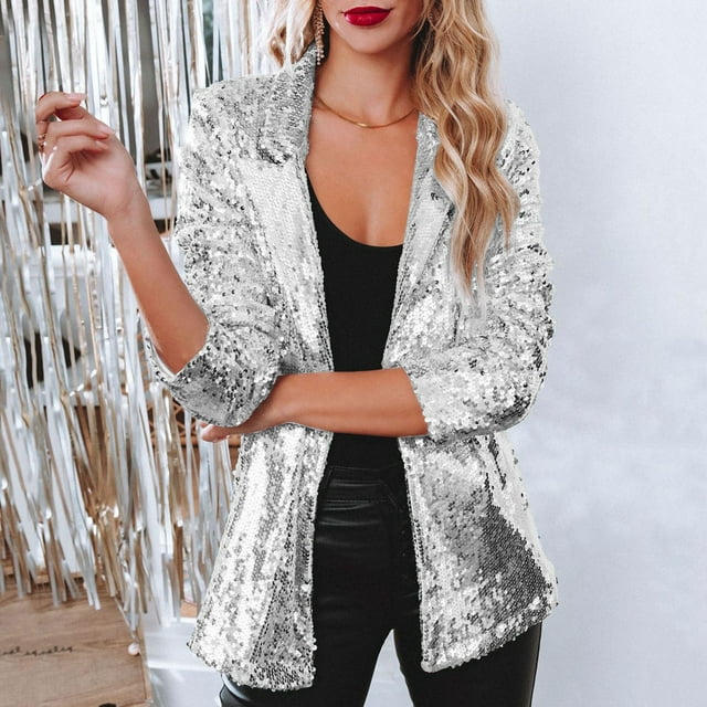 Blazer Femme Glamour à Paillettes Chic 0