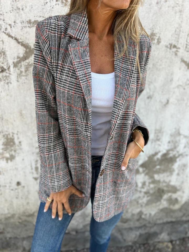 Blazer Femme à Carreaux Printemps Chic 2