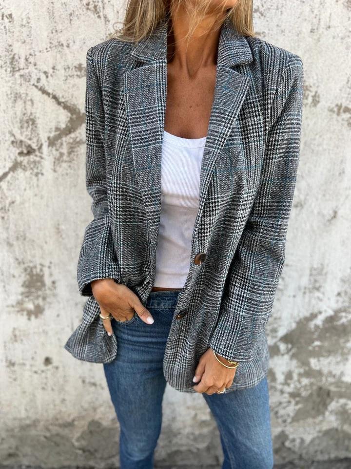 Blazer Femme à Carreaux Printemps Chic 3