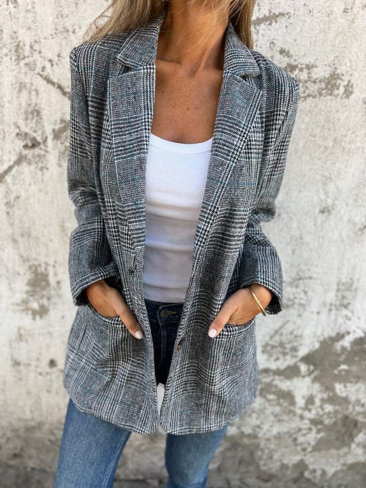 Blazer Femme à Carreaux Printemps Chic 4