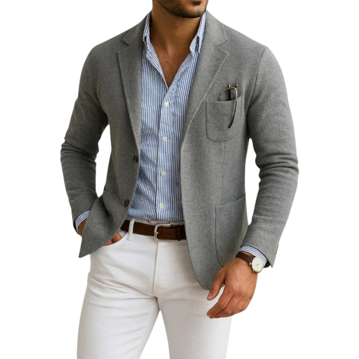 Blazer pour homme avec col de veste, style classique 0