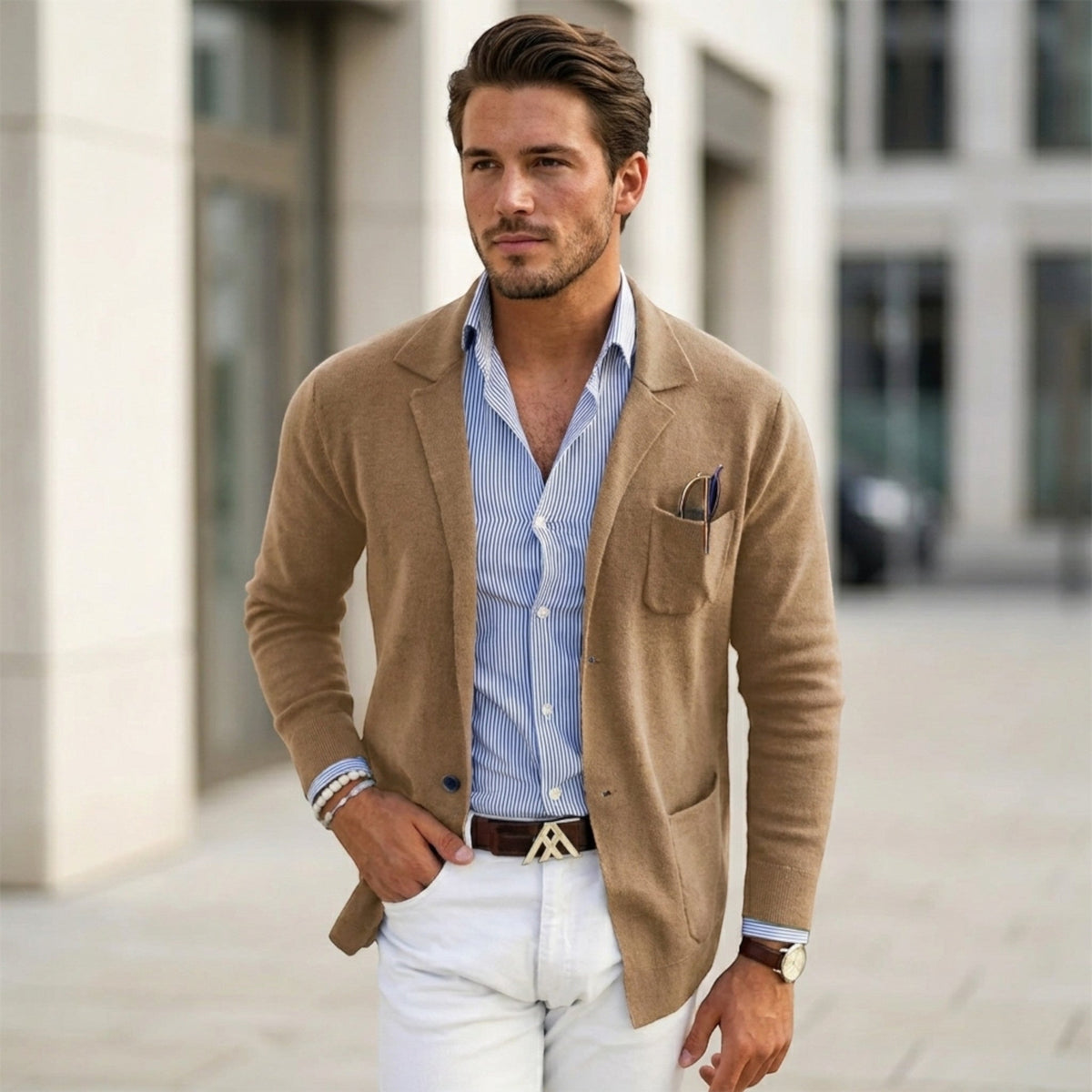 Blazer pour homme avec col de veste, style classique 2