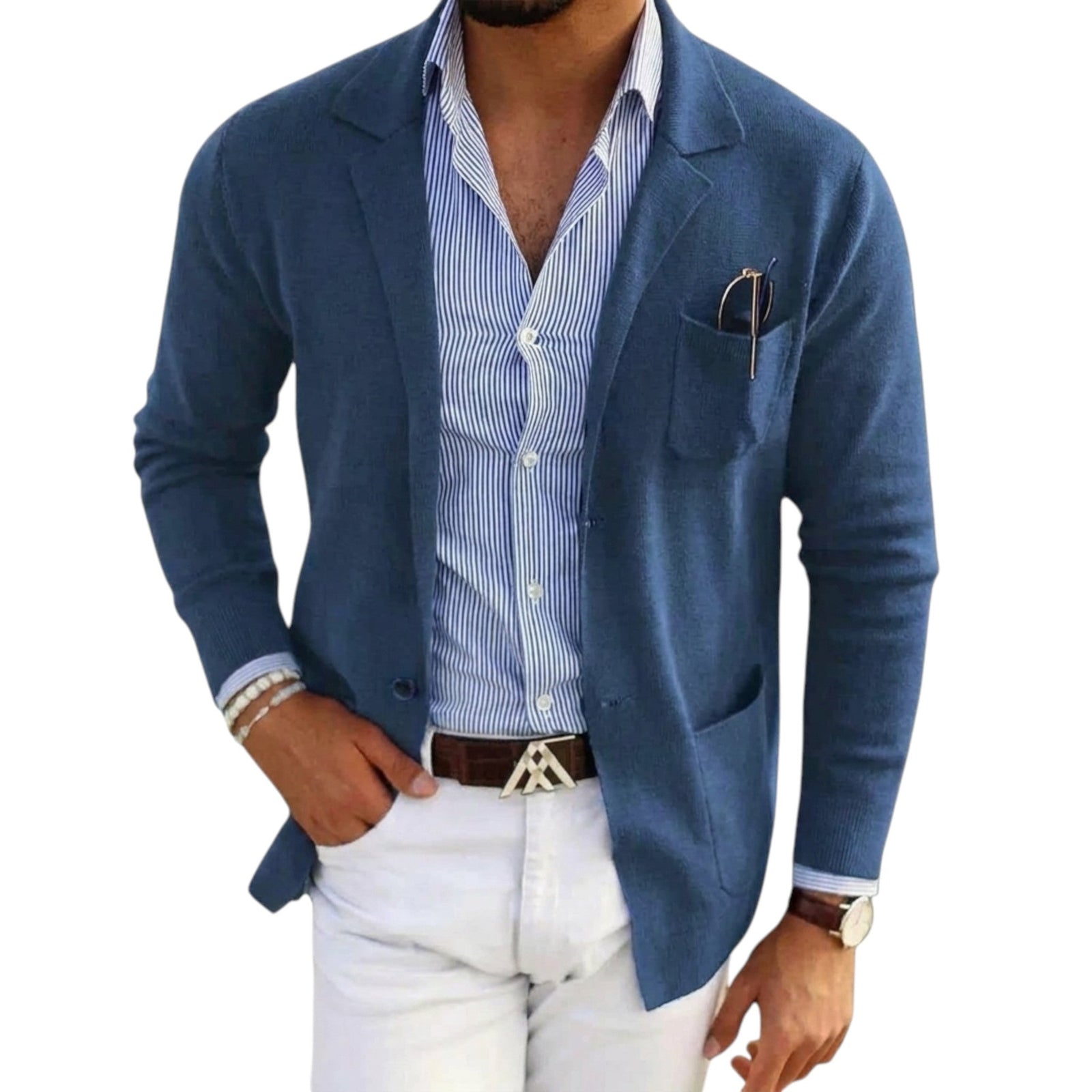Blazer pour homme avec col de veste, style classique 3