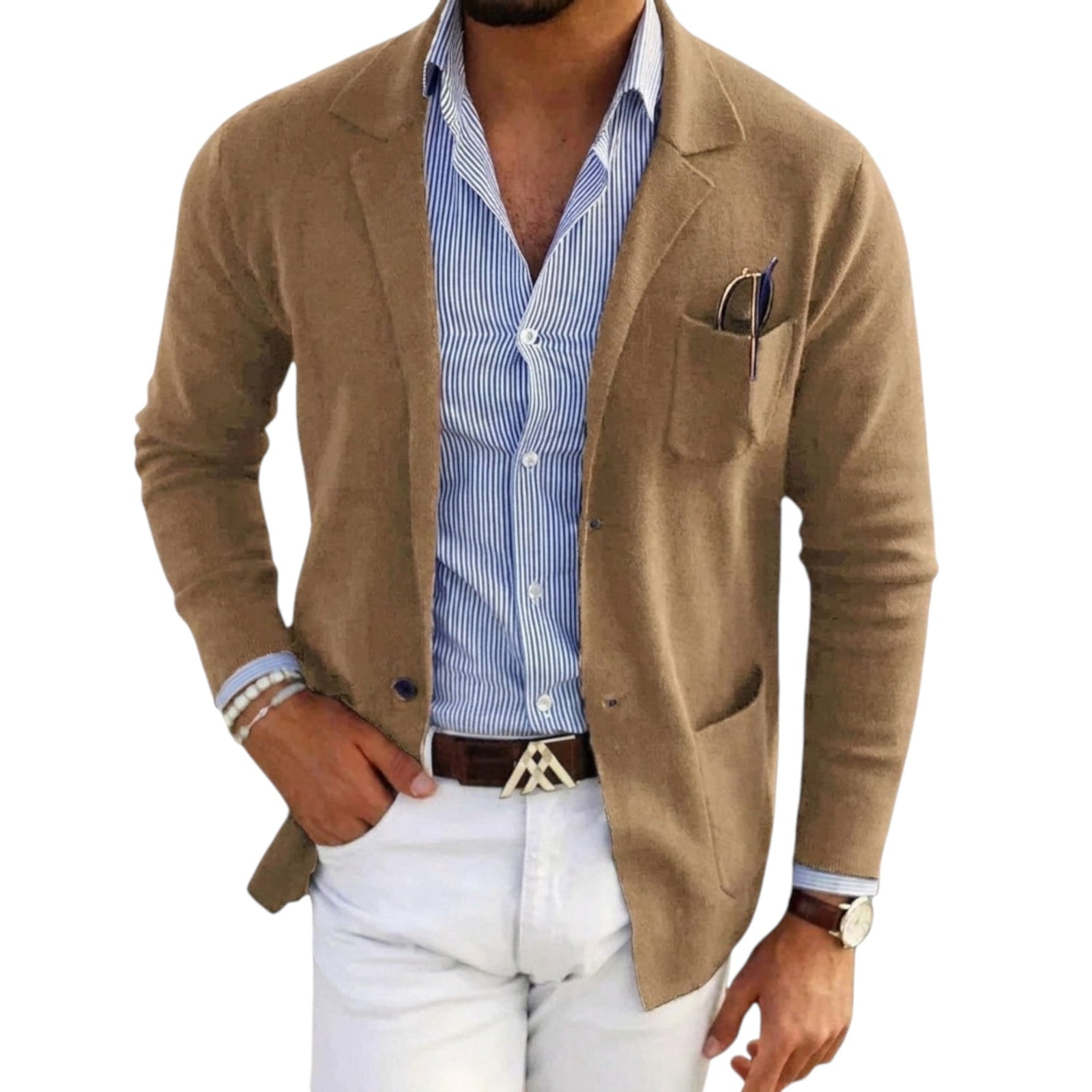 Blazer pour homme avec col de veste, style classique 4