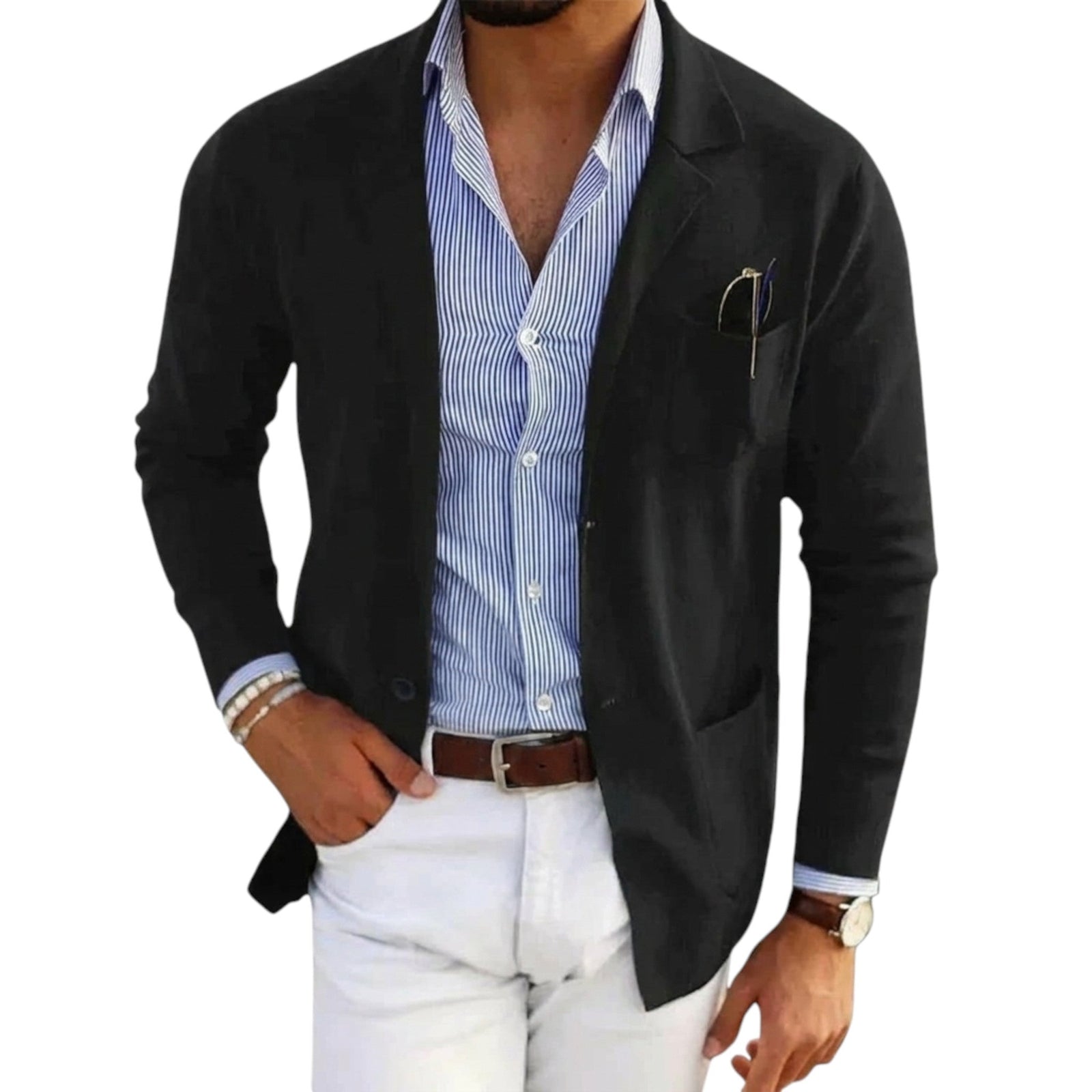 Blazer pour homme avec col de veste, style classique 5