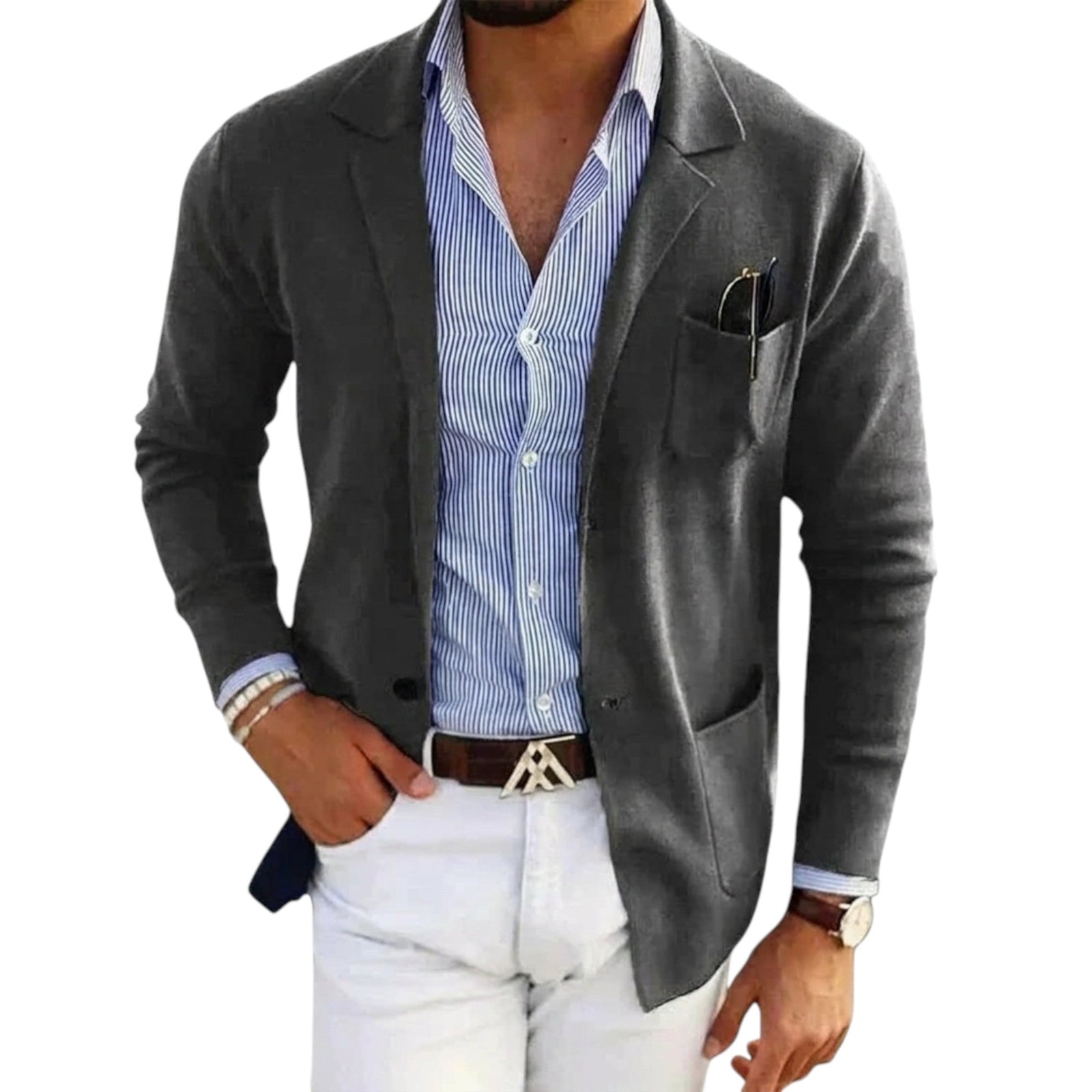 Blazer pour homme avec col de veste, style classique 6
