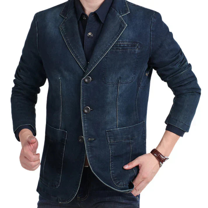 Blazer pour hommes en denim décontracté 4