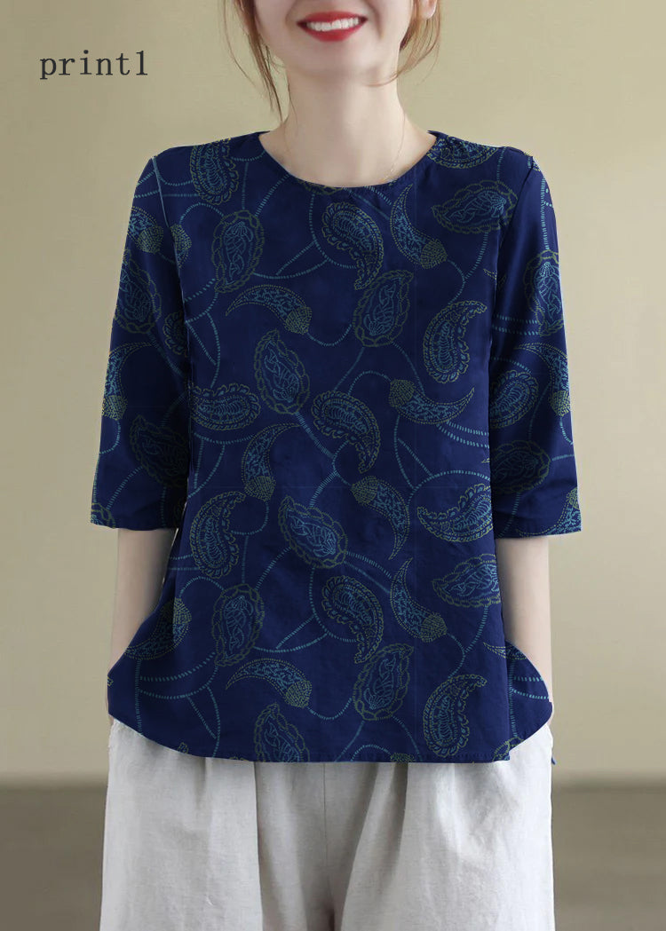 Blouse Femme Brodée à Col Rond en Coton 4
