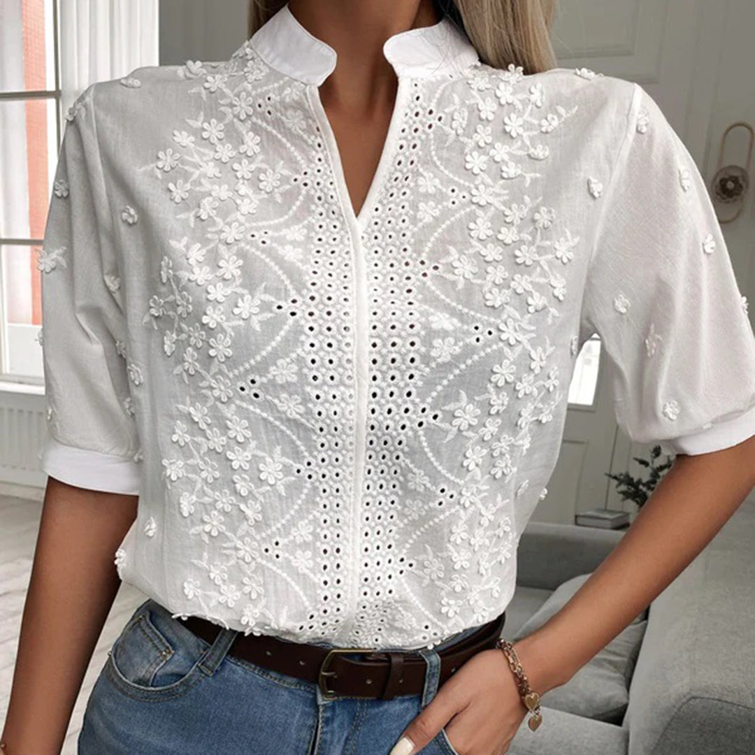 Blouse Femme Chic à Manches Courtes en Dentelle 1
