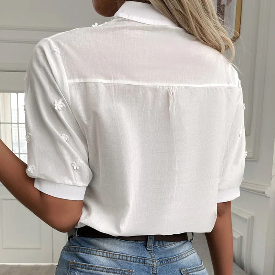 Blouse Femme Chic à Manches Courtes en Dentelle 4