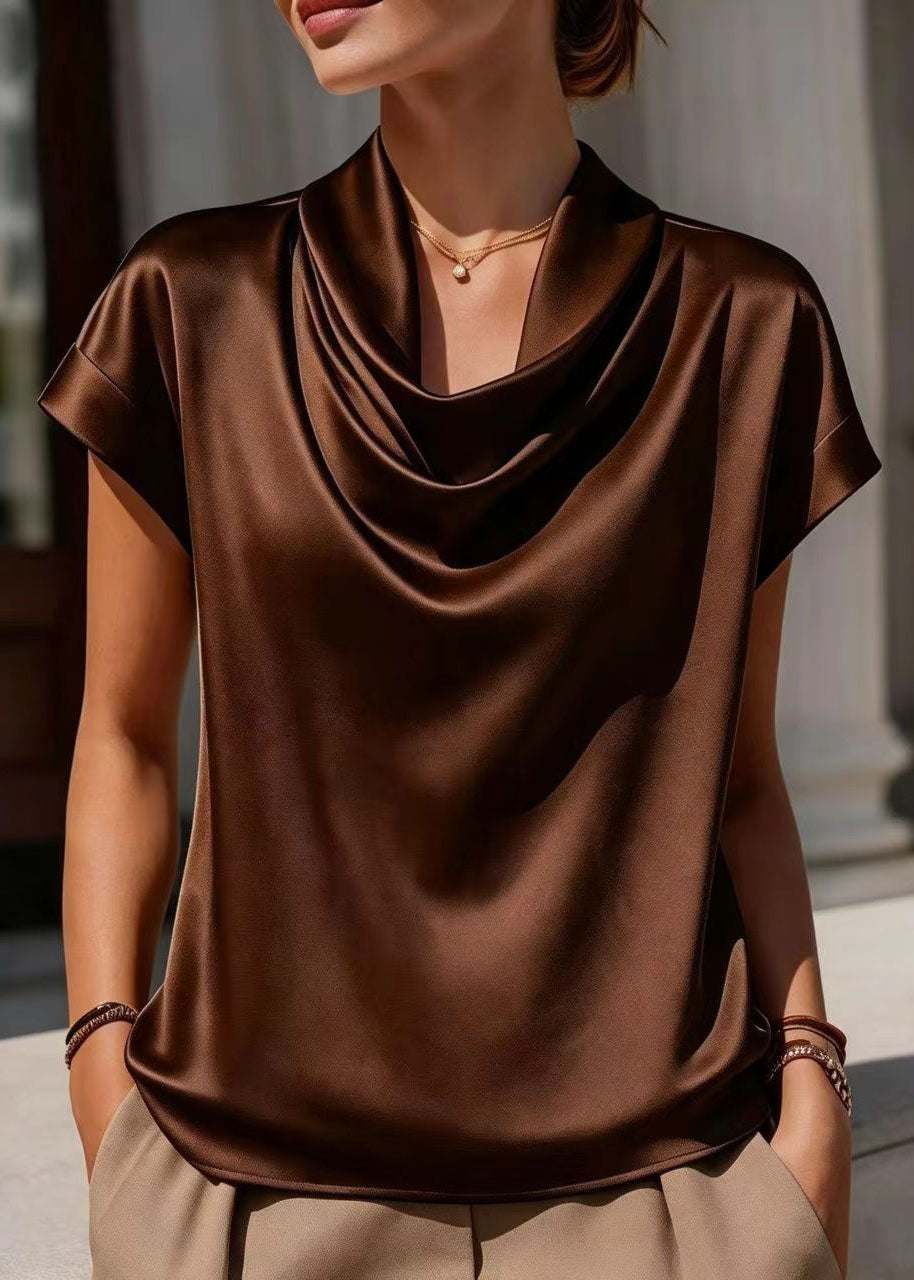 Blouse Femme Col Bénitier Manches Courtes Ample 2