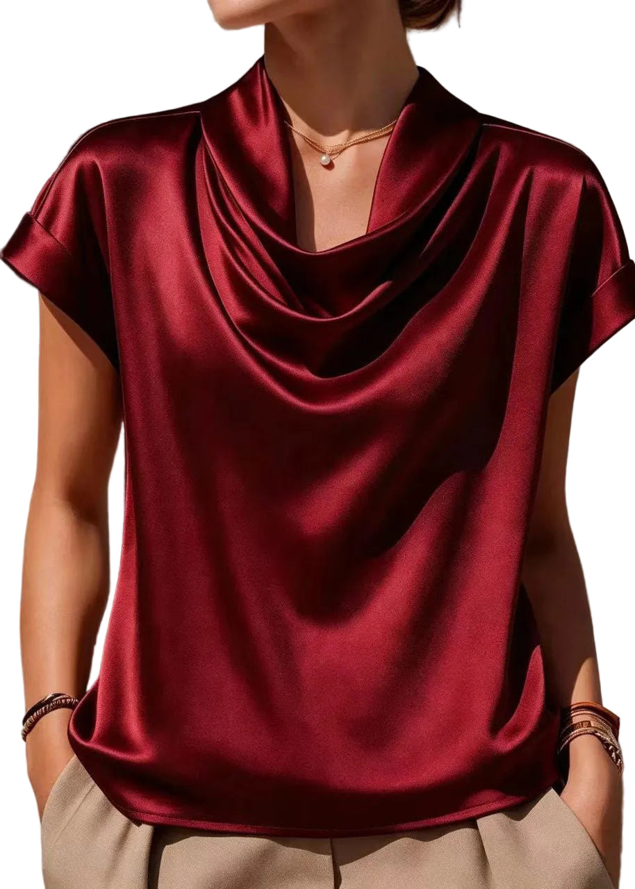 Blouse Femme Col Bénitier Manches Courtes Ample 3