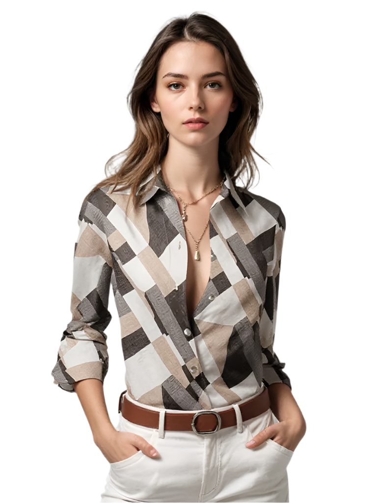 Blouse Femme Décontractée en Tissu Respirant avec Design Unique 0