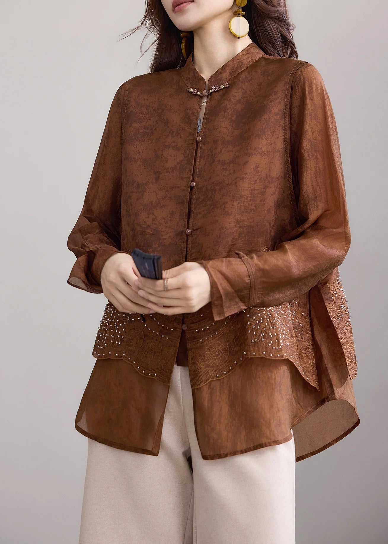Blouse Femme Deux Pièces Style Chinois Col Montant 1