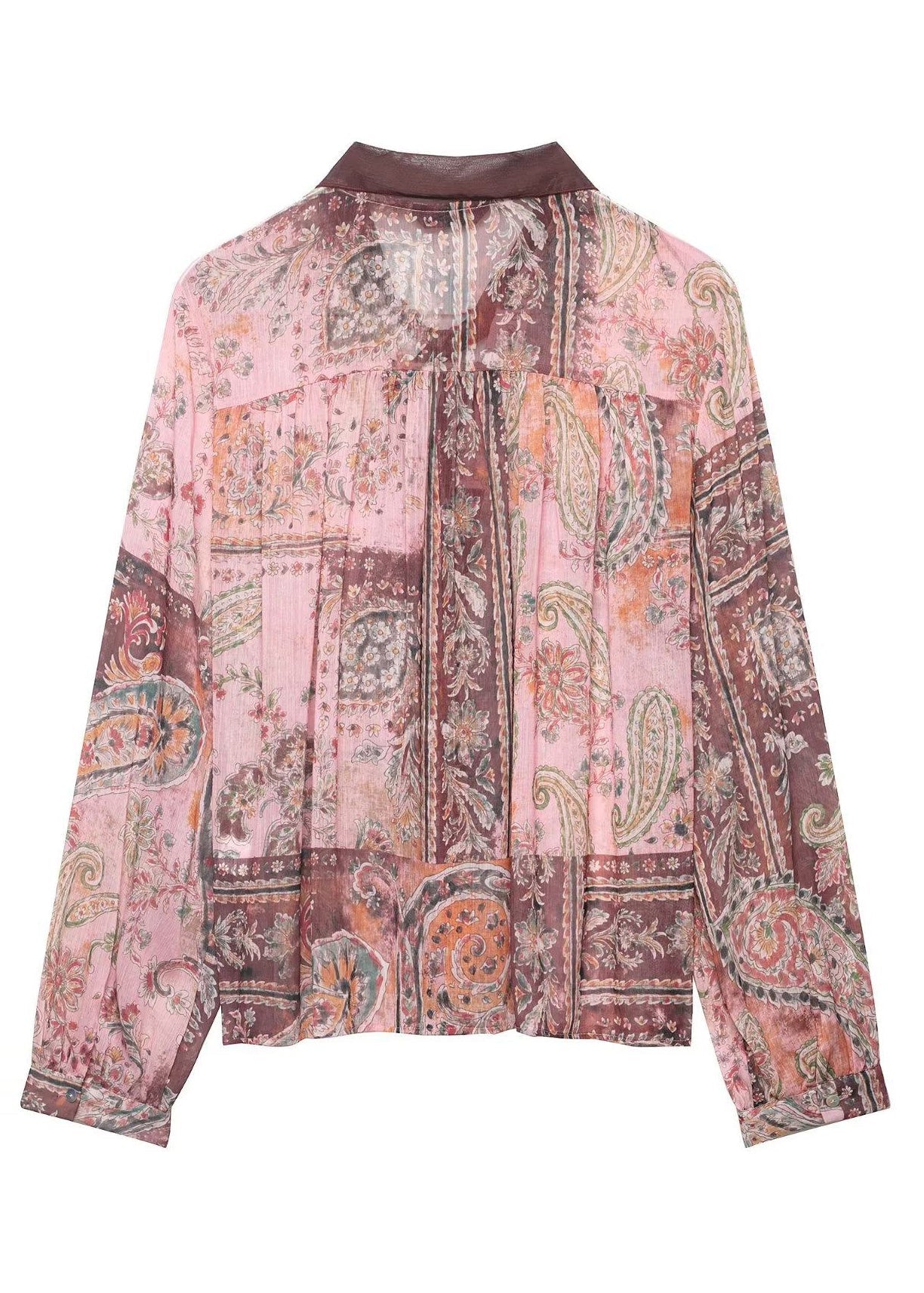 Blouse Femme Drapée à Lacets Imprimée Manches Longues 3