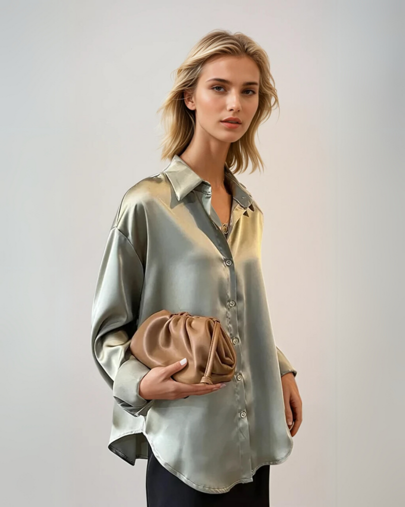 Blouse Femme Élégante Satinée Coupe Régulière 1