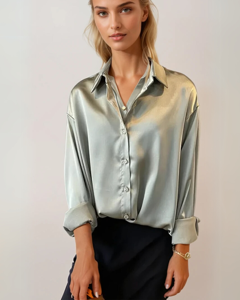 Blouse Femme Élégante Satinée Coupe Régulière 2