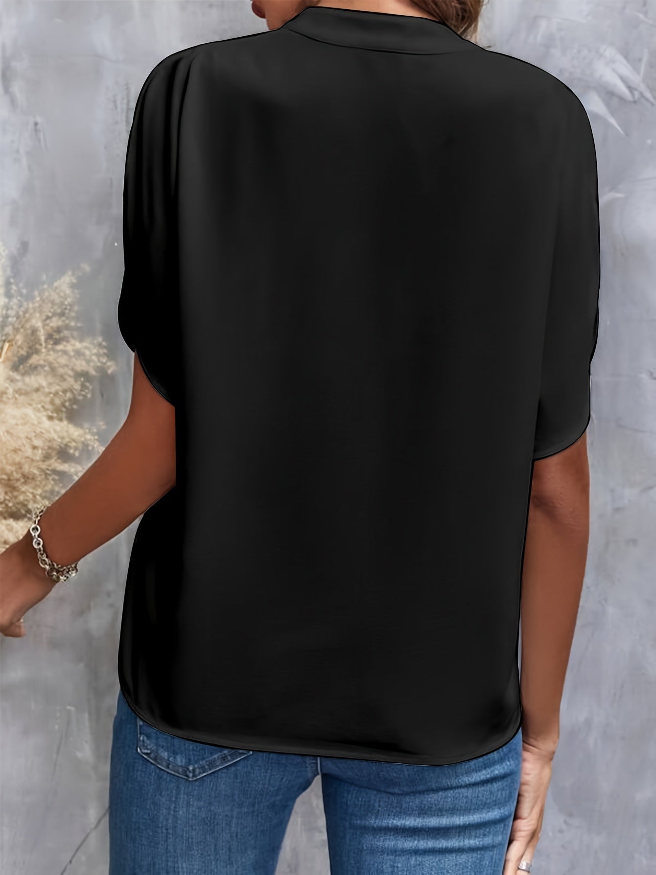 Blouse Femme Élégante en Viscose et Polyester Chic Col en V Fendu 4
