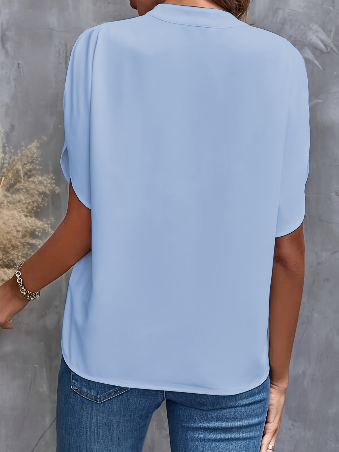 Blouse Femme Élégante en Viscose et Polyester Chic Col en V Fendu 7