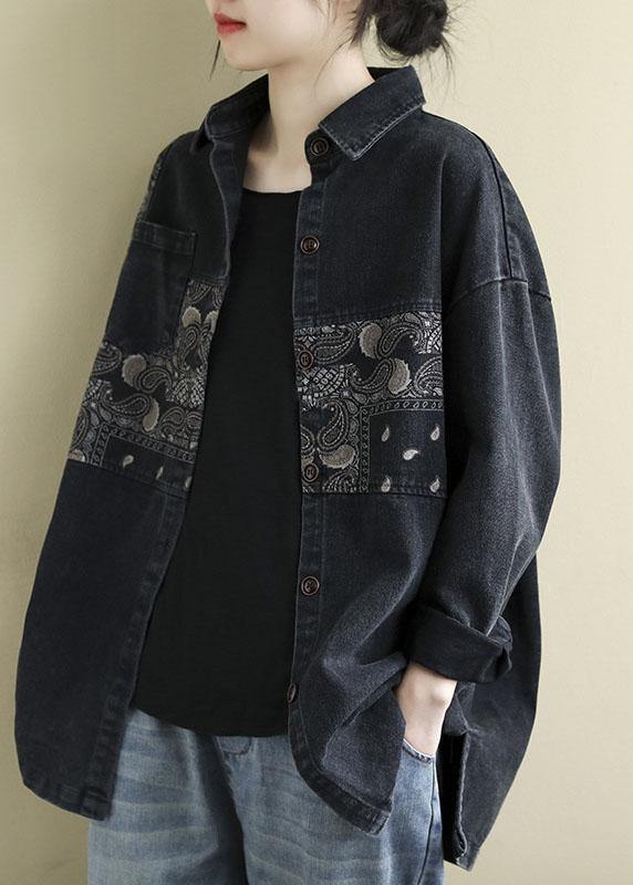 Blouse Femme Imprimée à Poches Patchwork 2