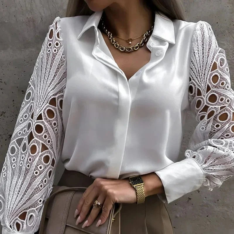 Blouse Femme Longue Manches Vintage Détails Boutonnés 2